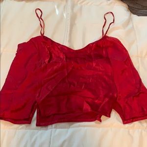 Red silk cami tank top